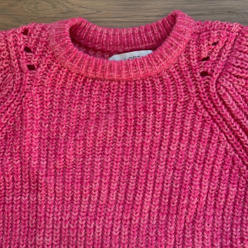 LOFT bright pink boxy sweater - Picture 3 of 5